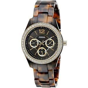 Fossil Women's ES3814 Stella Multifunction Faux Tortoise-shell Lucite Band Watch